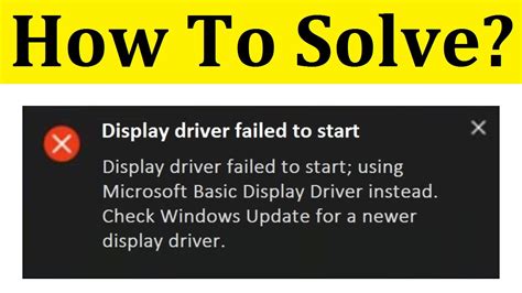 How To Fix Display Driver Failed To Start Error On Windows Black