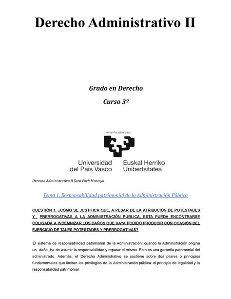 Admin II Derecho Administrativo II Grado en Derecho Curso 3º Derecho