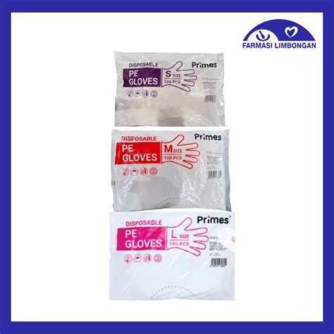 Primes Disposable Pe Gloves Pcs Pkt Farmasi Limbongan