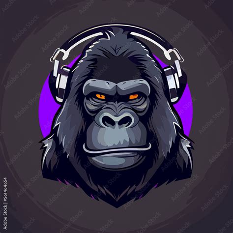 gorilla with earphones flat design, vector art, gorilla icon Stock ...