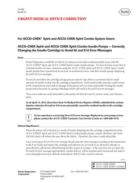 Fillable Online For Accu Chek Spirit And Accu Chek Spirit Combo System