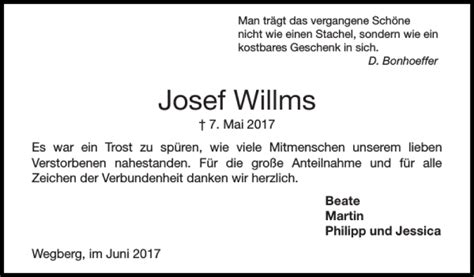 Traueranzeigen Von Josef Willms Aachen Gedenkt