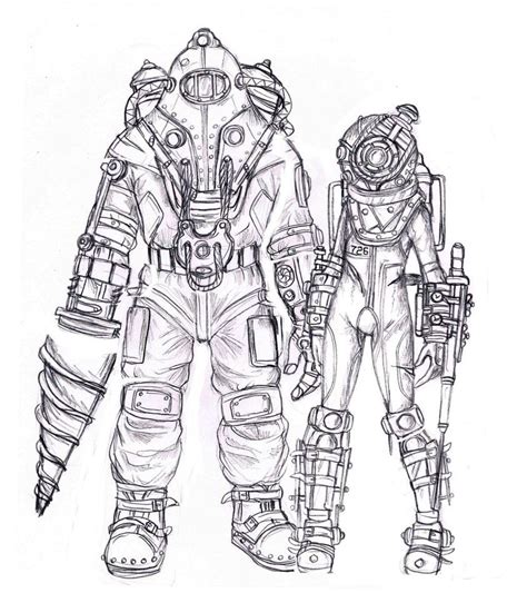 Fan Art Of Bioshock 2s Subject Delta And Eleanor Lamb In Her Big Sister Suit Bioshock