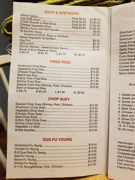 Menu At A 1 Chinese Restaurant Essex