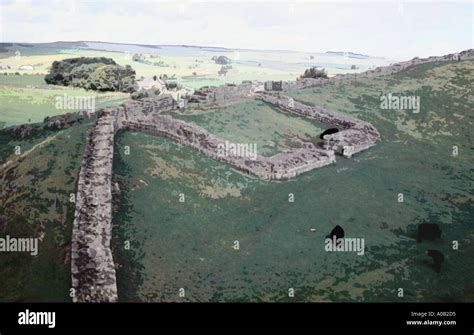 Milecastle At Cawfields On Hadrians Wall Stock Photo Alamy