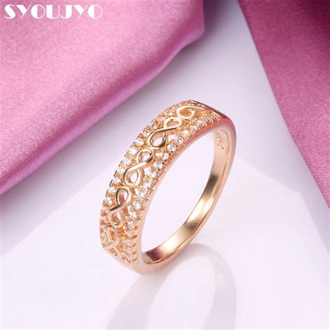 SYOUJYO Luxury Crown Type Hollow Figure Eight Women S Ring 585 Rose