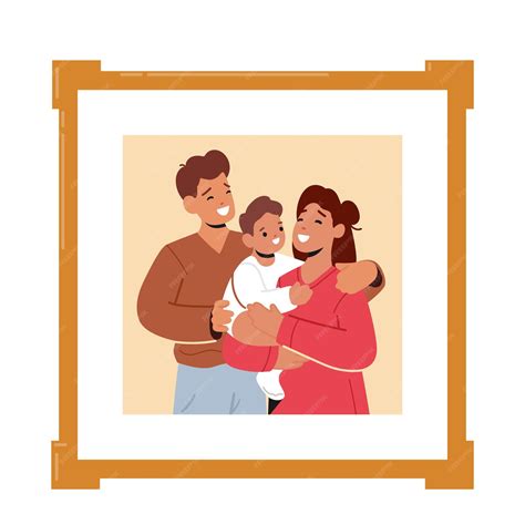 Premium Vector | Family photo in square frame depicts smiling and