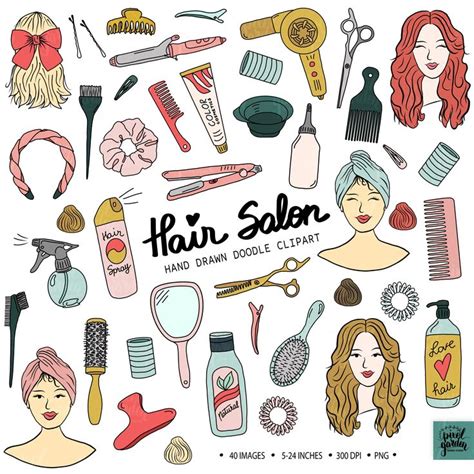 Hand Drawn Haidresser Clip Art Doodle Beauty Hair Salon Planner