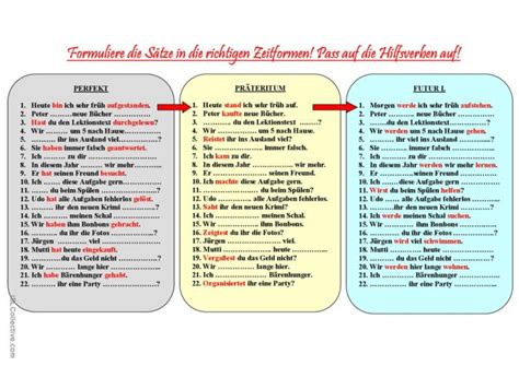 Perfekt Präteritum und Futur I Deutsch DAF Arbeitsblätter pdf doc