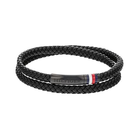 Bracelet Double Rangs Homme Tommy Hilfiger Cuir Noir Plus De