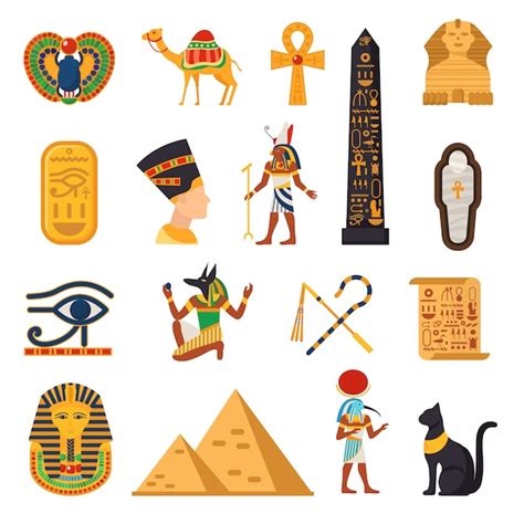 Conjunto de iconos turísticos de Egipto Vector Gratis