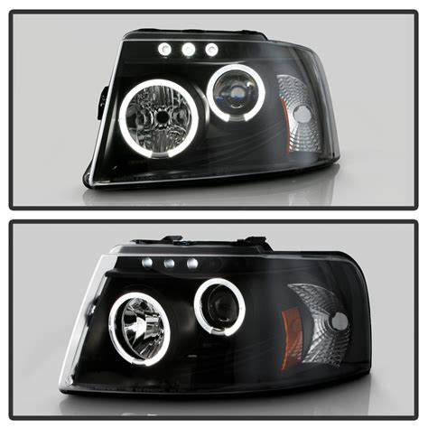 Ford Expedition Dual Halo Led Drl Projector Headlights Black