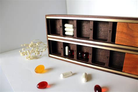 Wooden Pill Case Pill Case Wooden Boxes Weekly Pill Case