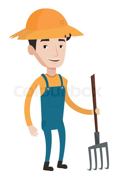 Farmer With Pitchfork Vector Illustration Stock Vector Colourbox