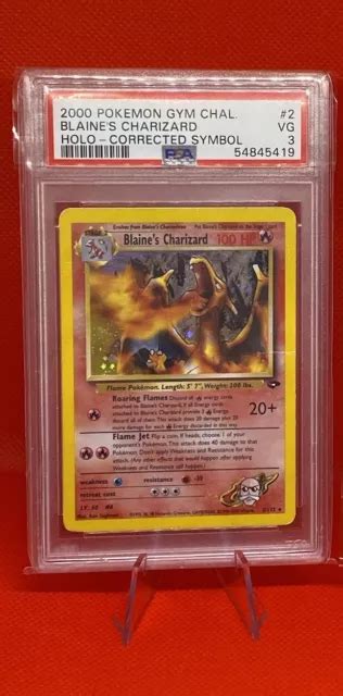 CARTE POKÉMON PSA 3 symbole feu corrigé Blaine s Charizard 2 132 Gym