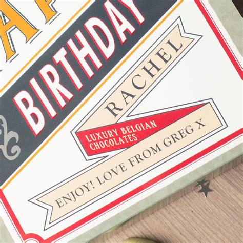 Personalised Belgian Chocolates Retro Happy Birthday Uk