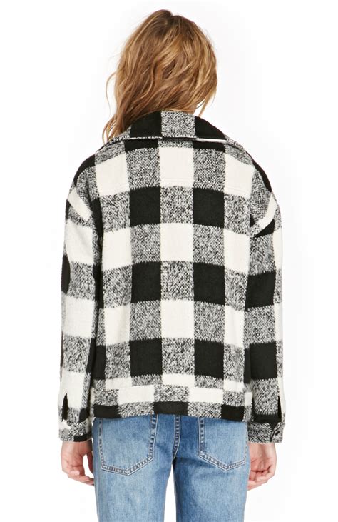 Joa Woolen Checkered Jacket In Blackwhite Dailylook