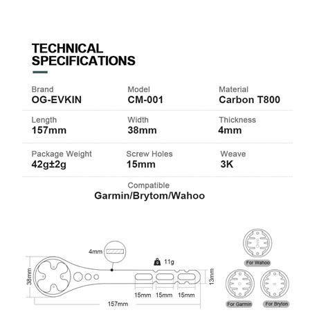 Compteur vélo Support d ordinateur de vélo en carbone OG EVKIN CM 001