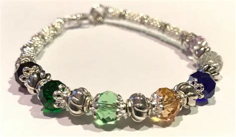 Mothers Bracelet Silver Birthstone Bracelet Custom Etsy