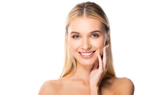 Naked Smiling Blonde Woman White Teeth Stock Photo By Andrewlozovyi