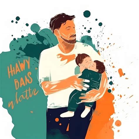 Premium AI Image A Man Holding A Baby And A Drawing Of Him Holding A