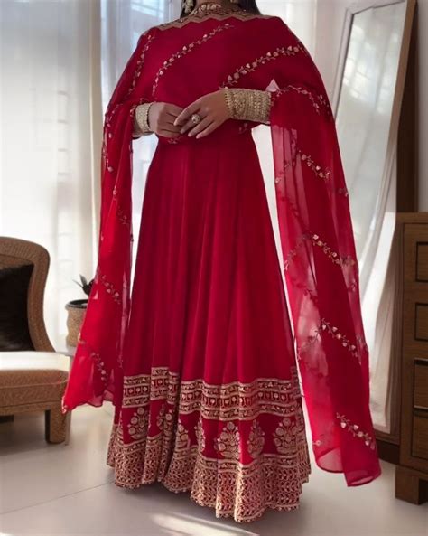 Exclusive Hot Pink Pure Georgette Sequence Work Anarkali Gown With Dupatta