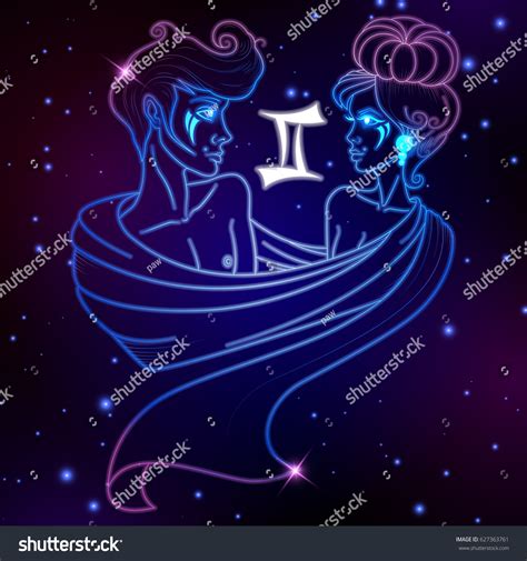 Gemini Zodiac Sign Horoscope Symbol Vector Stock Vector Royalty Free 627363761