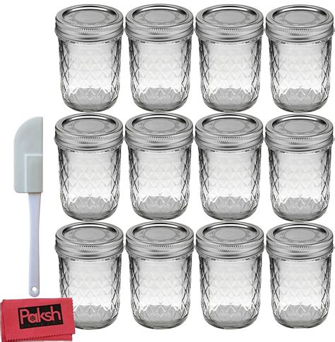 Regular Mouth Glass Mason Jars 8 Oz Jam And Jelly Canning Jars With Metal Lids And Bands Quilted