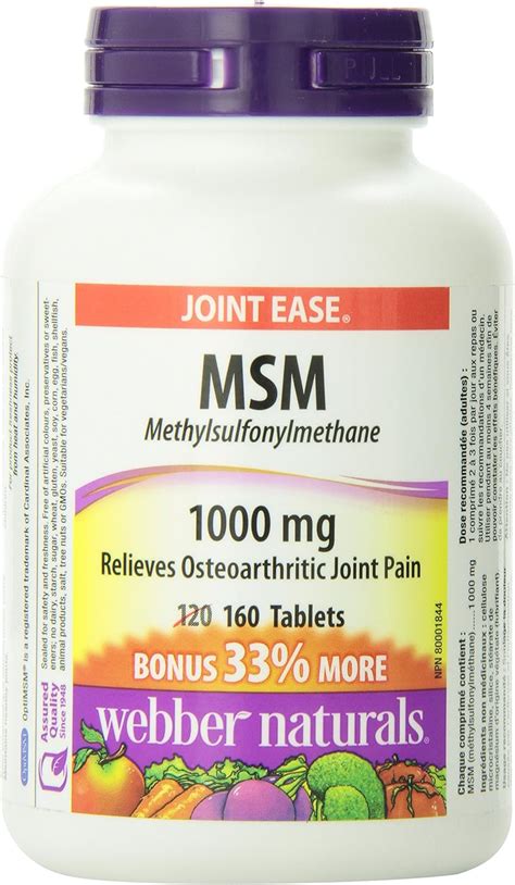 Webber Naturals Methyl Sulfonyl Methane Msm Tablet 1000mg Amazon Ca Health And Personal Care