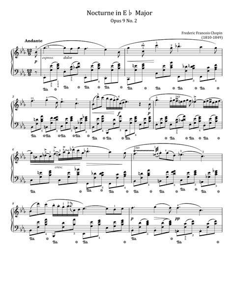 Chopin Nocturnes Op 9 No 2 In E Flat Major Original With Fingered