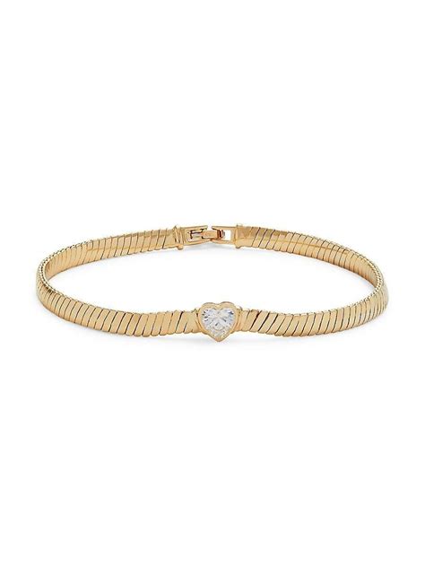 Adriana Orsini K Goldplated Cubic Zirconia Omega Heart Bracelet In