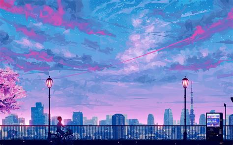 Anime city night 4K wallpaper download