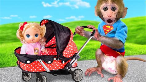 Monkey Baby Bon Bon Makes The Baby Doll Go To The Toilet And Eats Ice