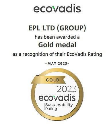 EPL Limited Awarded A Gold Medal By EcoVadis For Sustainability