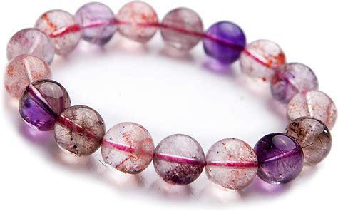 Amazon 12mm Natural Super Seven 7 Bracelet Purple Rutilated Quartz