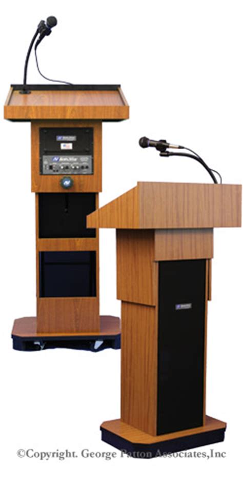 Adjustable Height Sound Wireless Mic Podium | Medium Oak Finish