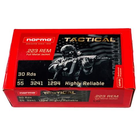 Buy Norma Tactical 223Rem 55gr FMJ 30rd Box Online Coastal Powders