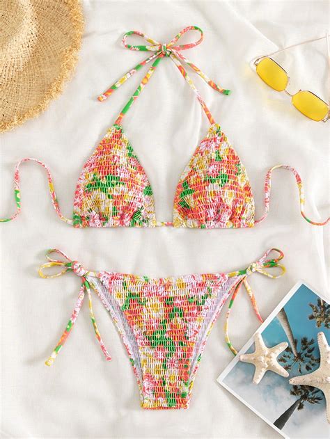 Floral Pattern Smocked Bikini Top Artofit