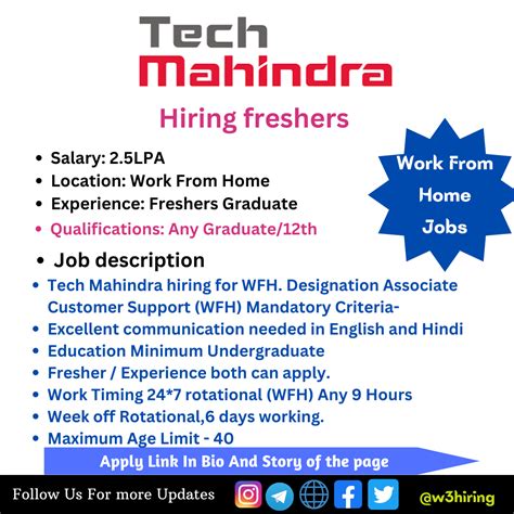 Tech Mahindra Hiring For Freshers Wfh W Hiring