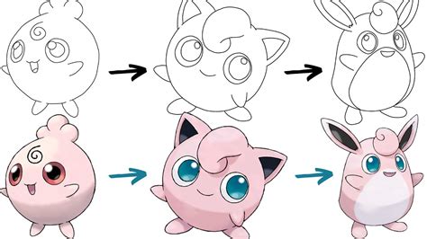 How To Draw IGGLYBUFF JIGGLYPUFF And WIGGLYTUFF POKEMON Pokemon