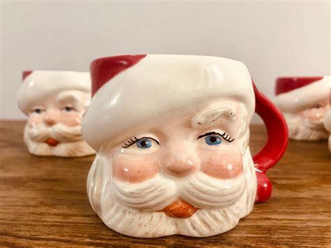 Vintage 1960 Hand Painted Santa Claus Ceramic Mug Handcrafted