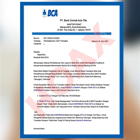 Bca Awas Modus Hoax Surat Kenaikan Tarif Transaksi