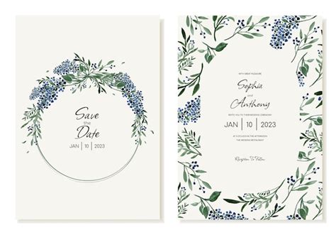 Ensemble D Invitations De Mariage Rustiques Avec Champ Aquarelle Fleurs