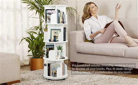 Nisorpa Tier Rotating Bookshelf Rotating Bookcase With Castors