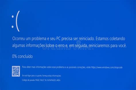 Tela Azul Do Windows Problemas Do Sistema Operacional Texto De