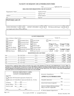 Fillable Online Tx02201707 Schoolwires FACILITY USE REQUEST AND