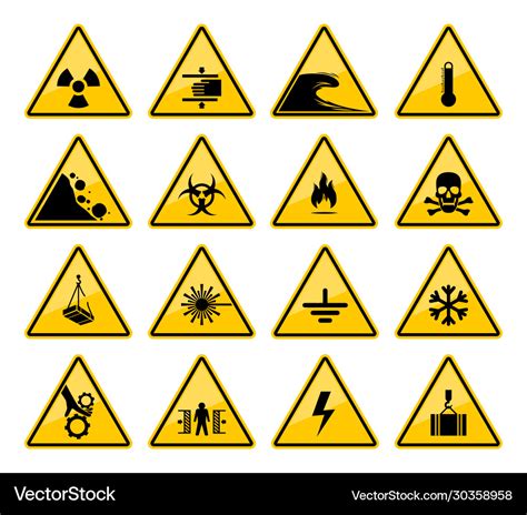 Warning Signs Hazard And Danger Caution Royalty Free Vector