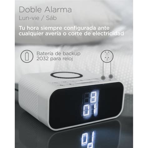 Ksix Despertador Cargador Inal Mbrico Qi W Con Altavoz Bluetooth