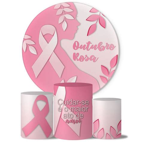 Trio Capas Cilindros Painel Tema Outubro Rosa Veste Fácil