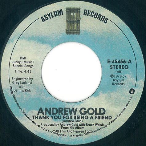 Andrew Gold - Thank You For Being A Friend (1978, Allied Pressing ...